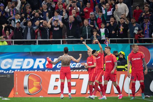 FCSB - CFR Cluj. Florinel Coman a deschis scorul pentru FCSB și a declanșat nebunia pe Arena Națională în minutul 49/ foto:  Raed Krishan (GSP)