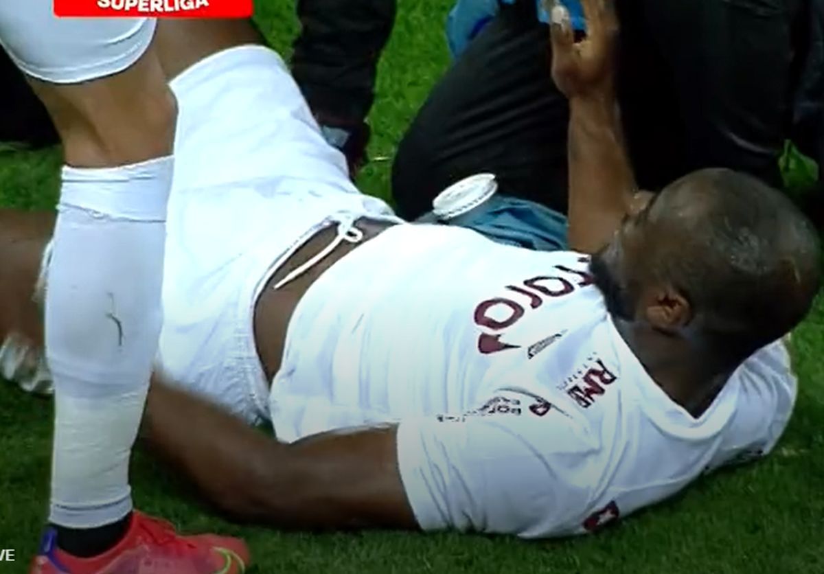 Accidentare Braun în FCSB - CFR Cluj / FOTO: Capturi TV @Digi Sport 1