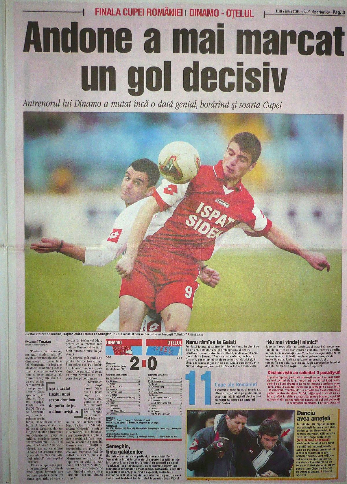 Oțelul Galați - imagini de la finala Cupei din 2004, pierdută în fața lui Dinamo în Cotroceni