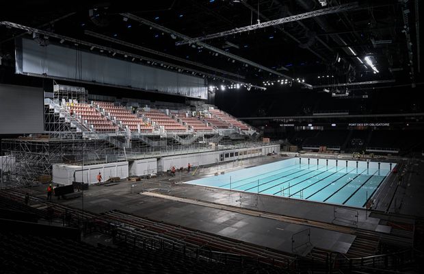 Arena unde va evolua David Popovici la Paris este deocamdată în stadiul de șantier