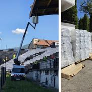 Lucrări la stadionul din Petroșani / FOTO: Facebook @Tiberiu Iacob-Ridzi