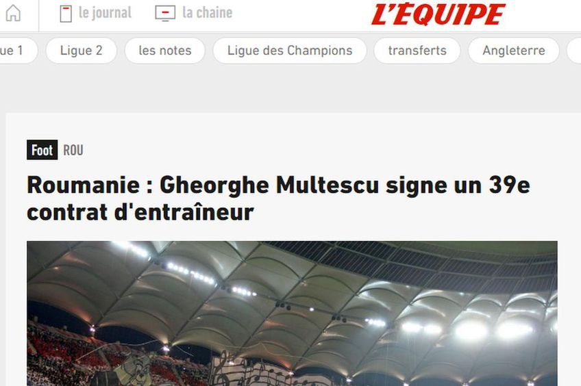 Numirea lui Gigi Mulțescu pe banca lui Dinamo a ajuns până în presa din Franța.