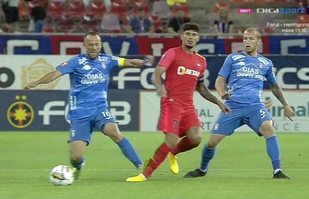 Cartonaș roșu în FCSB - Chindia, după intervenția VAR » Ce s-a întâmplat în minutul 7 pe Arena Națională