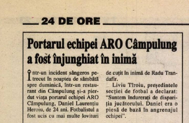 Știre despre decesul lui Daniel Heroiu, de la ARO Câmpulung Muscel