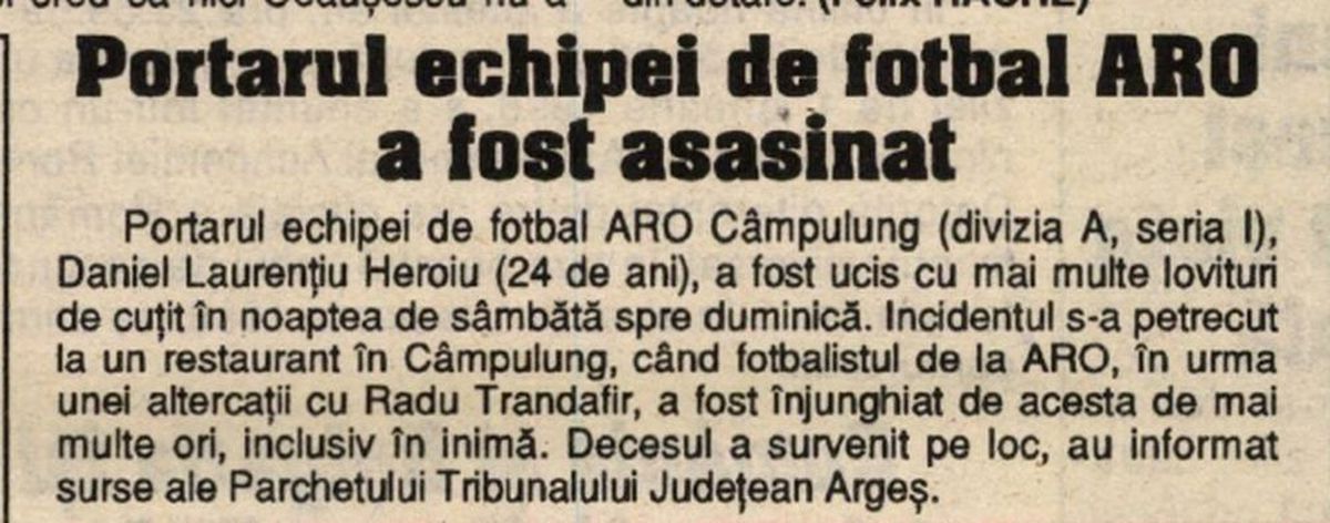 Daniel Laurențiu Heroiu - portarul de la ARO Câmpulung Muscel ucis într-un bar