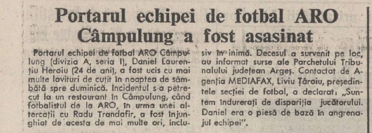 Daniel Laurențiu Heroiu - portarul de la ARO Câmpulung Muscel ucis într-un bar
