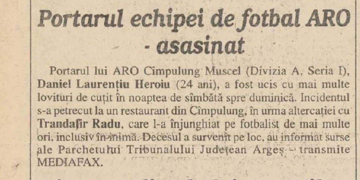 Daniel Laurențiu Heroiu - portarul de la ARO Câmpulung Muscel ucis într-un bar