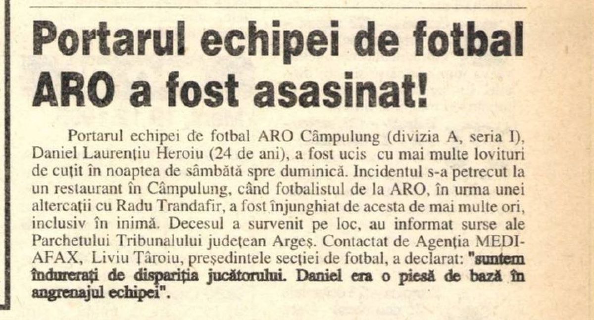 Daniel Laurențiu Heroiu - portarul de la ARO Câmpulung Muscel ucis într-un bar