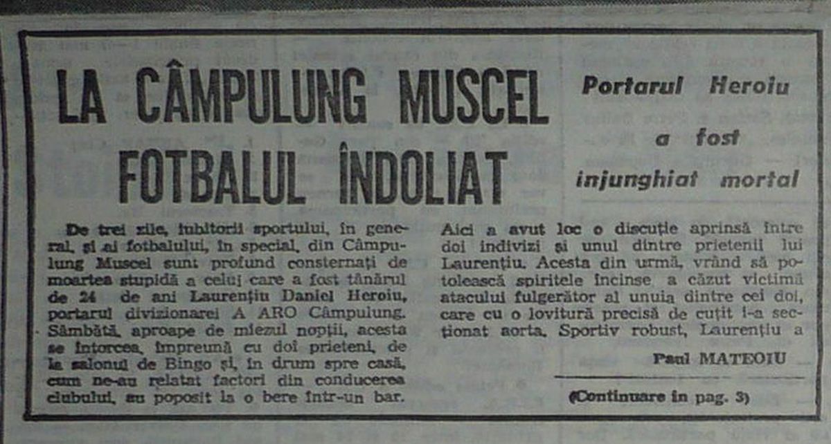 Daniel Laurențiu Heroiu - portarul de la ARO Câmpulung Muscel ucis într-un bar