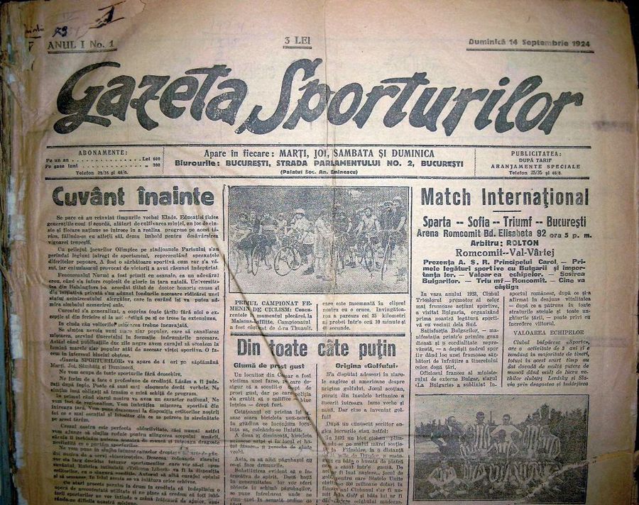 97 de ani de Gazeta Sporturilor » Cum arăta primul număr al ziarului