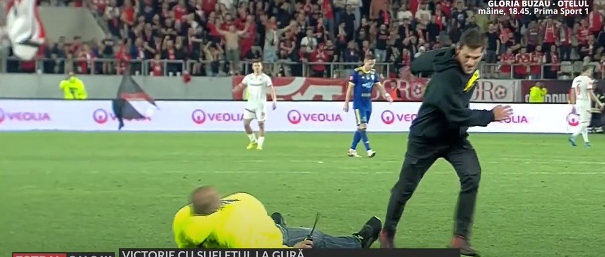 I-a „rupt frânele” » Bărbatul care a fentat un steward la Dinamo - Slobozia a explicat de ce a intrat pe teren: „Voiam să creez o diversiune”