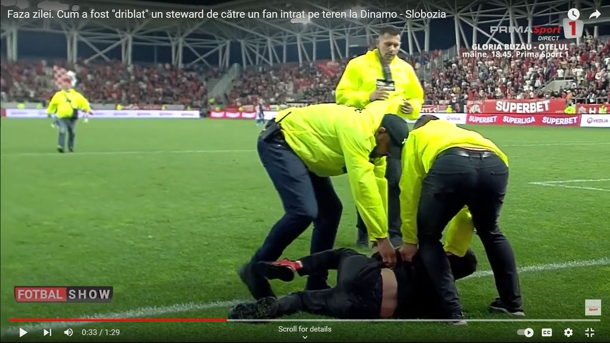 I-a „rupt frânele” » Bărbatul care a fentat un steward la Dinamo - Slobozia a explicat de ce a intrat pe teren: „Voiam să creez o diversiune”