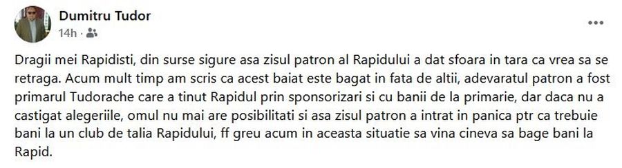 Anunț prăpăstios în privința Rapidului: „Angelescu se retrage, adevăratul patron era Tudorache” » EXCLUSIV Replica acționarului majoritar