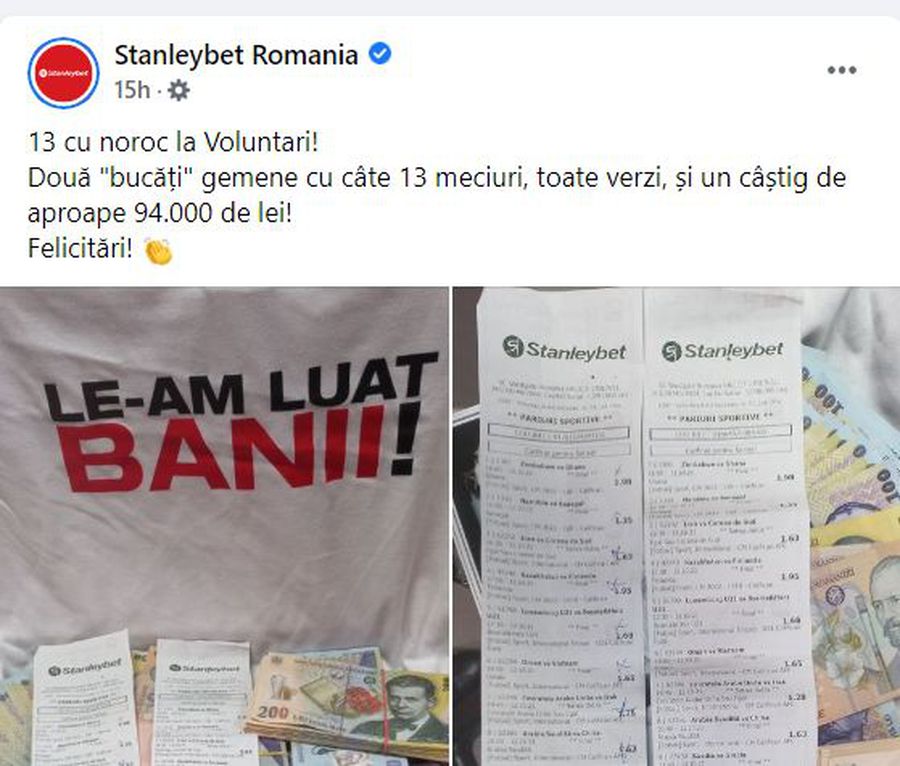 13 cu noroc! Un parior din România a dat lovitura: a pus mâna pe aproape 20.000 de euro la meciurile din preliminarii