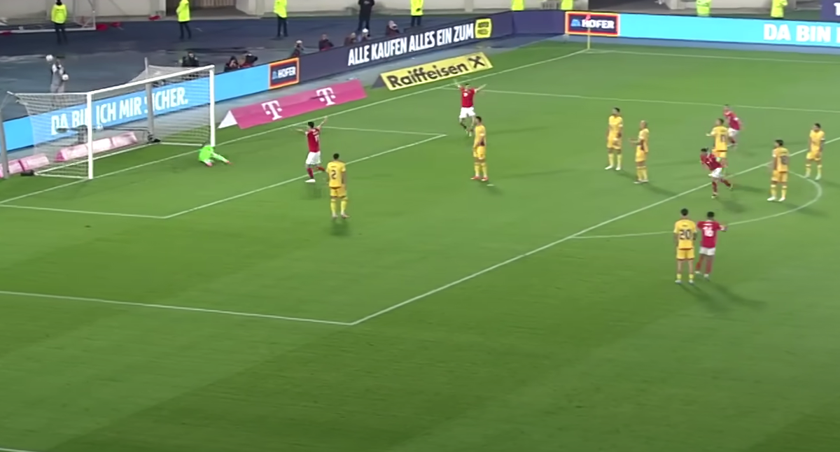 Sabitzer, gol în Austria - România 2-1, 07.06.2025 // foto: Antena 1