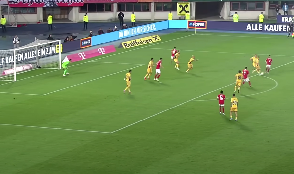 Sabitzer, gol în Austria - România 2-1, 07.06.2025 // foto: Antena 1