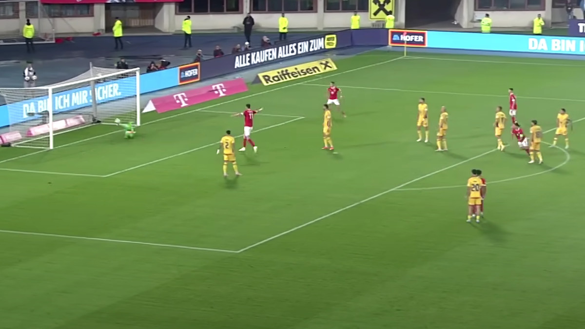 Sabitzer, gol în Austria - România 2-1, 07.06.2025 // foto: Antena 1