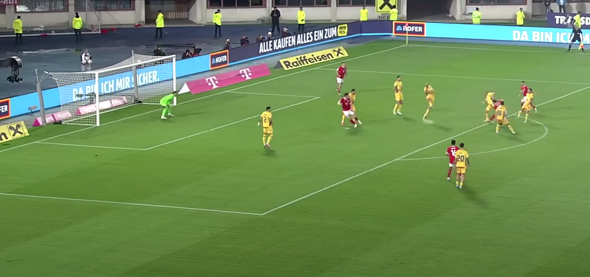 Sabitzer, gol în Austria - România 2-1, 07.06.2025 // foto: Antena 1