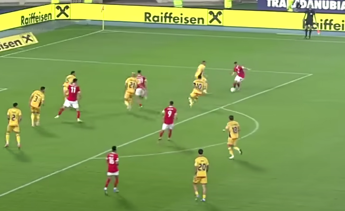 Sabitzer, gol în Austria - România 2-1, 07.06.2025 // foto: Antena 1