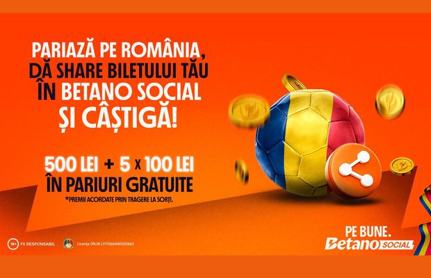 Hai România pe Betano Social! Dă share și câștigă 500 Lei Pariu Gratuit! Pe Bune!