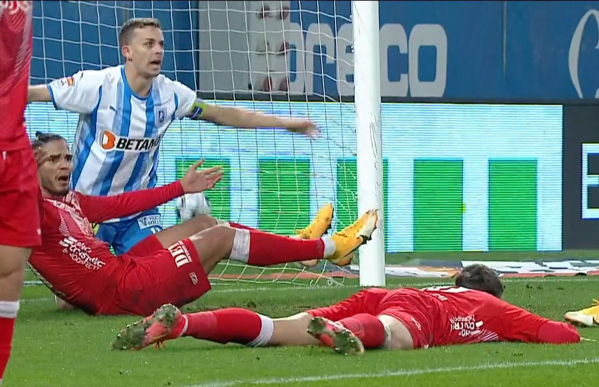 CSU Craiova - UTA, fault Bancu / FOTO: Captură TV @Digi Sport 1