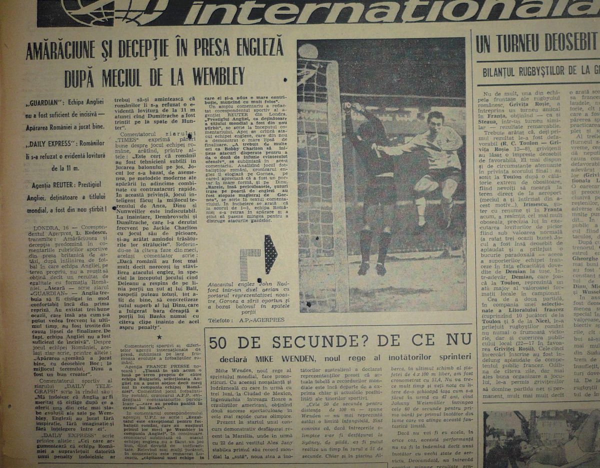 RETRO GSP. 52 de ani de la Anglia - România 1-1 » Și de la debutul celui care a refuzat Dinamo, Steaua și Rapid pentru a nu-și trăda unica dragoste