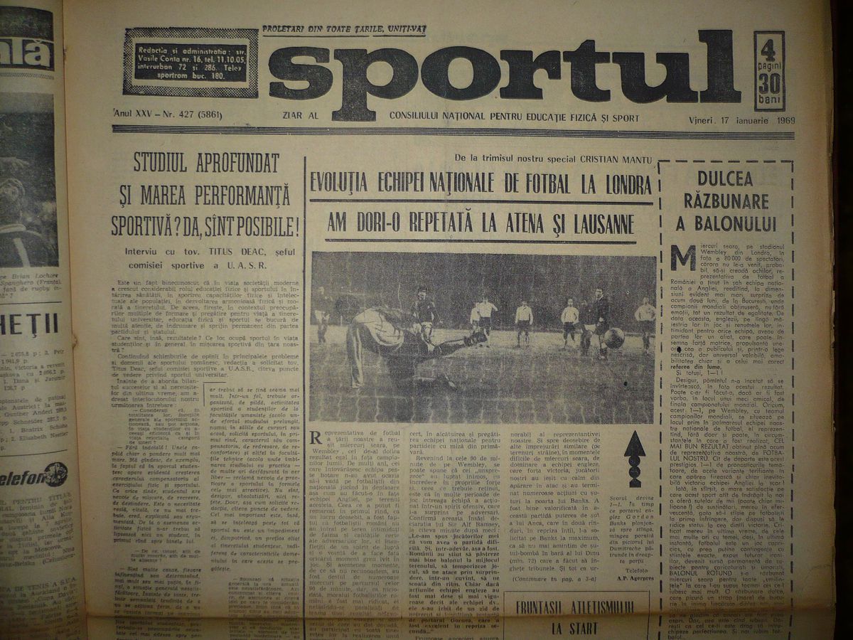 RETRO GSP. 52 de ani de la Anglia - România 1-1 » Și de la debutul celui care a refuzat Dinamo, Steaua și Rapid pentru a nu-și trăda unica dragoste