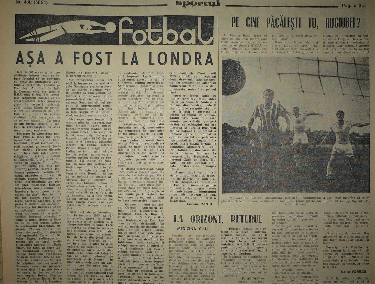 RETRO GSP. 52 de ani de la Anglia - România 1-1 » Și de la debutul celui care a refuzat Dinamo, Steaua și Rapid pentru a nu-și trăda unica dragoste