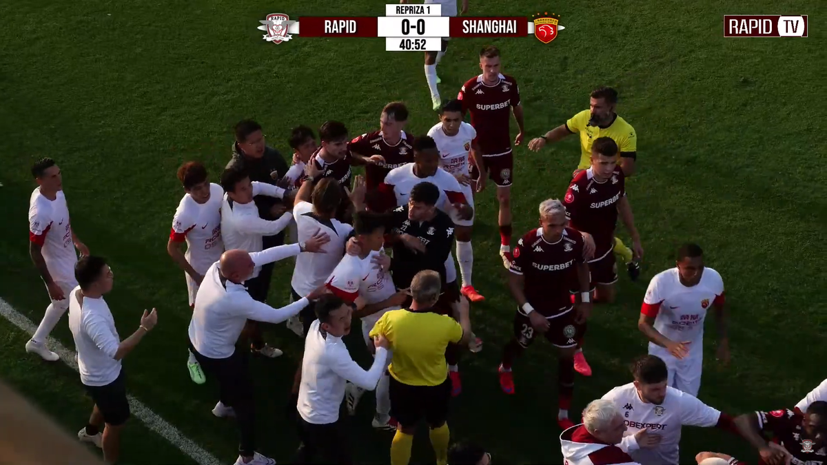 Scandal imens în ultimul amical al Rapidului » Au sărit la bătaie după un fault dur: l-au luat de gât pe un fotbalist giuleștean