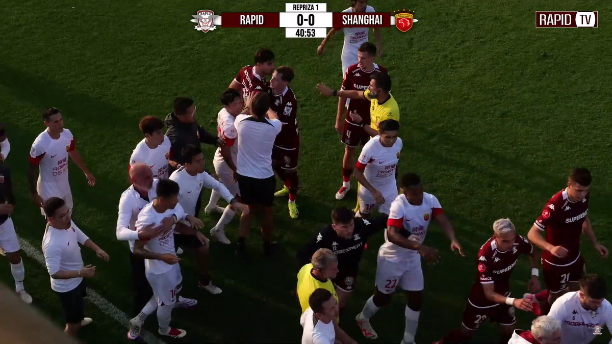 Scandal imens în ultimul amical al Rapidului » Au sărit la bătaie după un fault dur: l-au luat de gât pe un fotbalist giuleștean