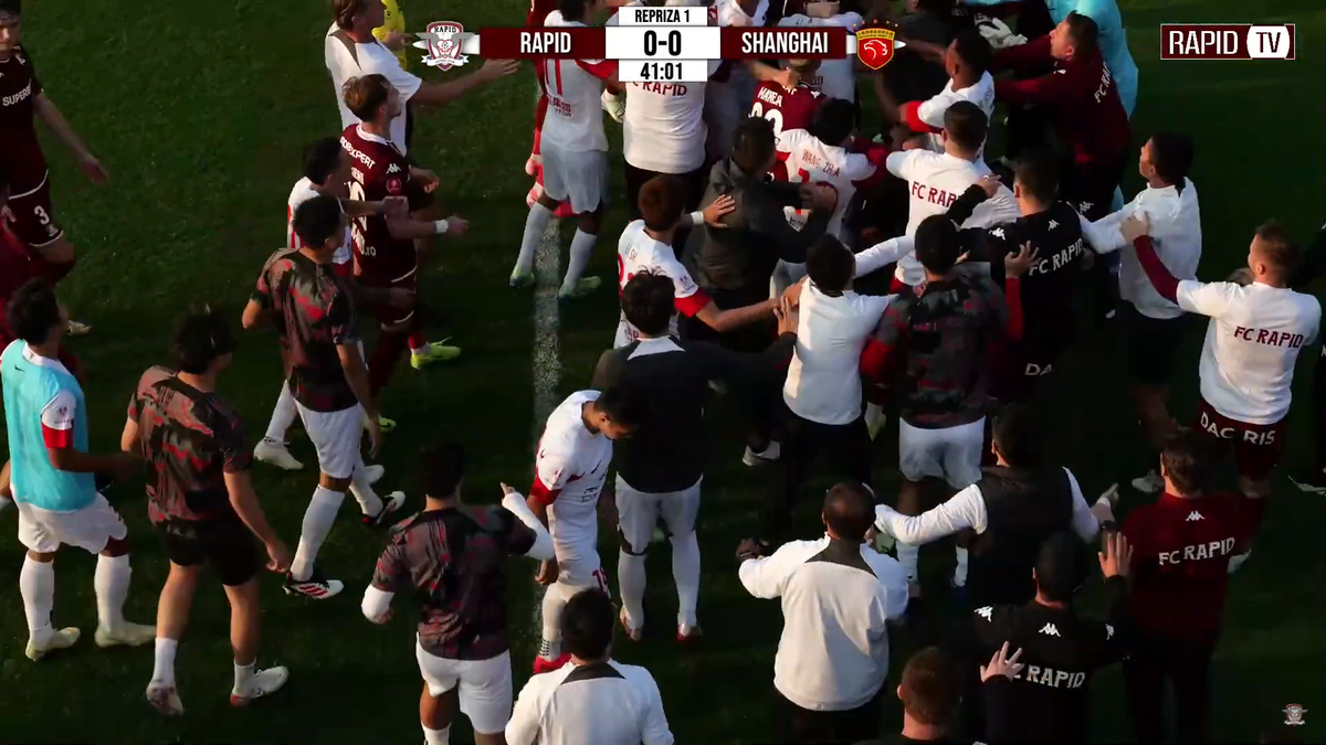 Scandal imens în ultimul amical al Rapidului » Au sărit la bătaie după un fault dur: l-au luat de gât pe un fotbalist giuleștean