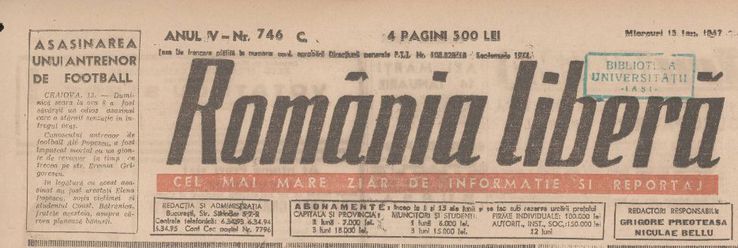 Anunțul crimei de la Craiova publicat în „România liberă”