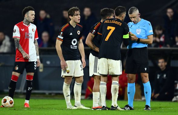 Radu Petrescu a condus meciul serii în Europa League, Feyenoord - Roma » A ieșit în evidență cu un moment imposibil de evitat