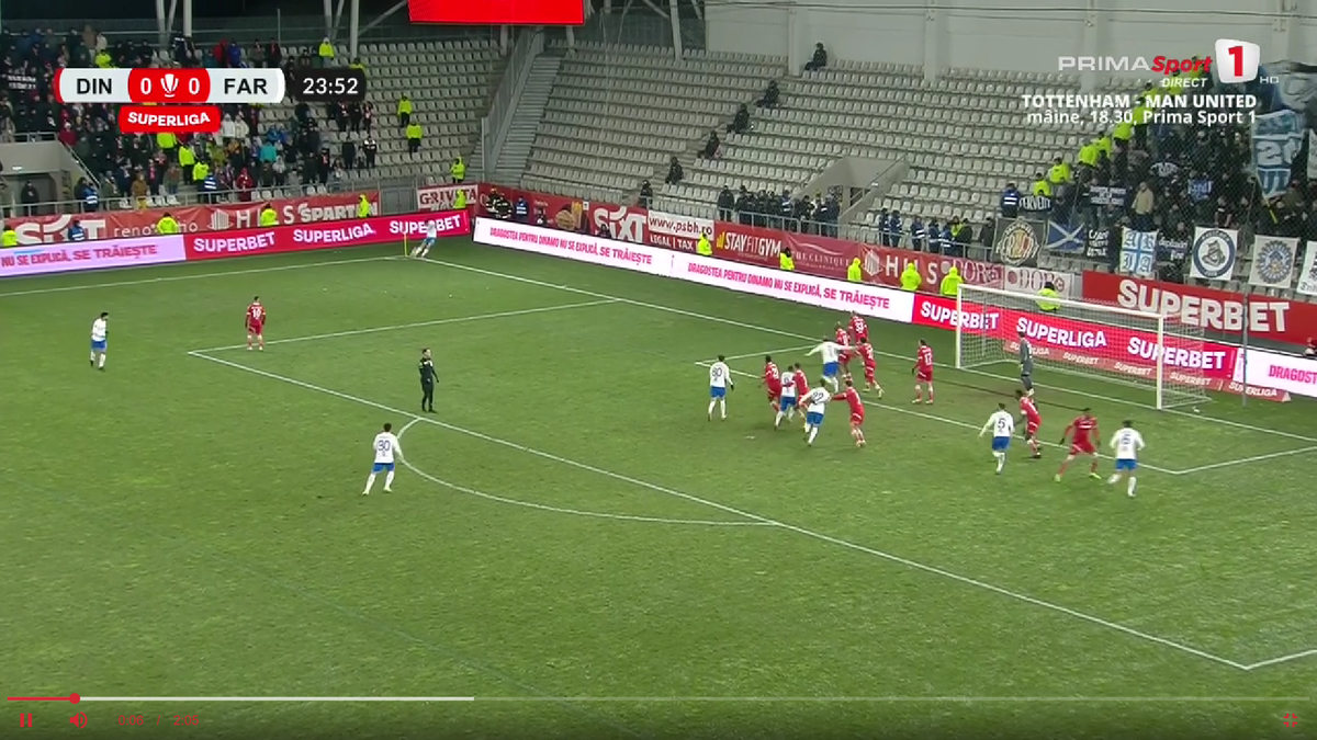 Alexandru Roșca a gafat la golul marcat de Bogdan Tîru în Dinamo - Farul