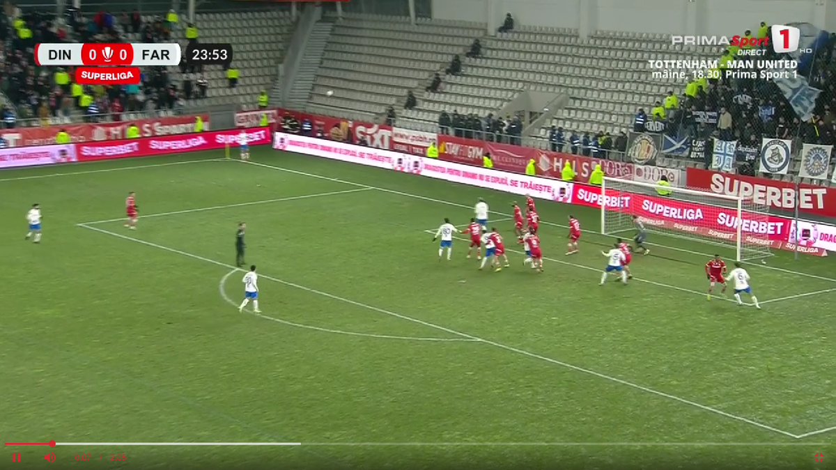 Alexandru Roșca a gafat la golul marcat de Bogdan Tîru în Dinamo - Farul