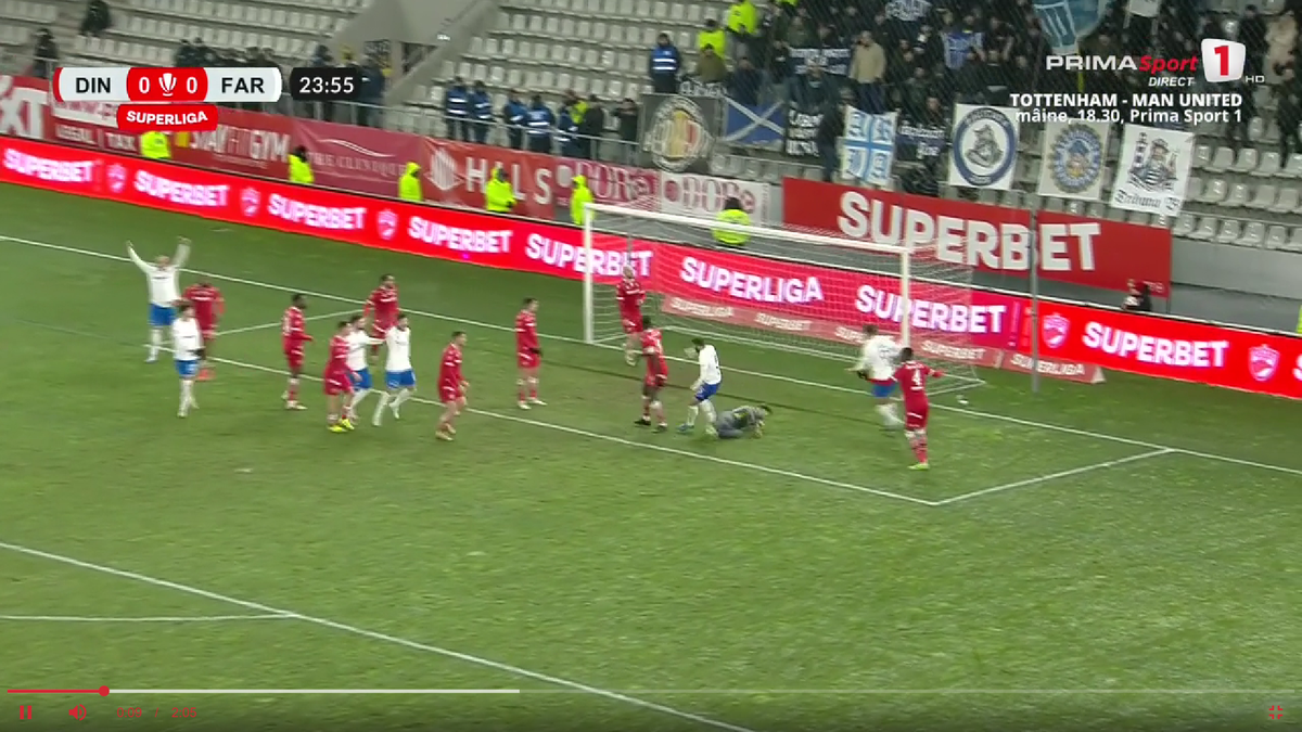 Alexandru Roșca a gafat la golul marcat de Bogdan Tîru în Dinamo - Farul