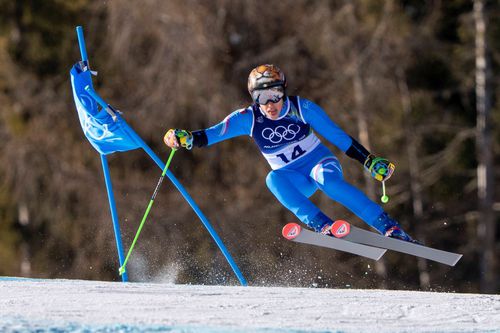 Federica Brignone (Italia), în timpul cursei de slalom uriaș de la JO 2026 / Foto: Imago Images