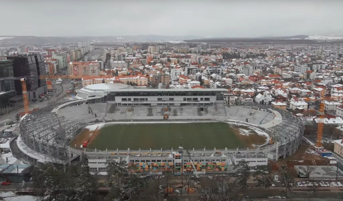 Drona a survolat noua arenă de 24 de milioane de euro din România » Când ar putea fi gata pentru fotbal