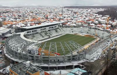 Drona a survolat noua arenă de 24 de milioane de euro din România » Când ar putea fi gata pentru fotbal