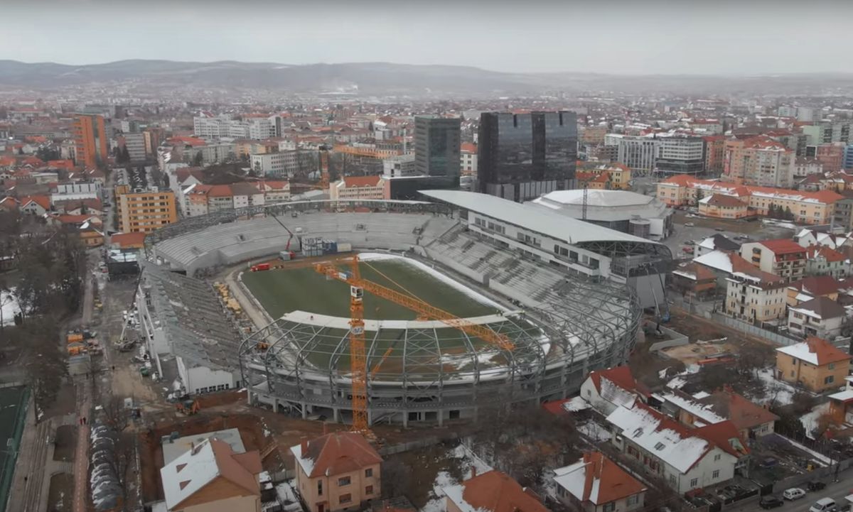 Drona a survolat noua arenă de 24 de milioane de euro din România » Când ar putea fi gata pentru fotbal