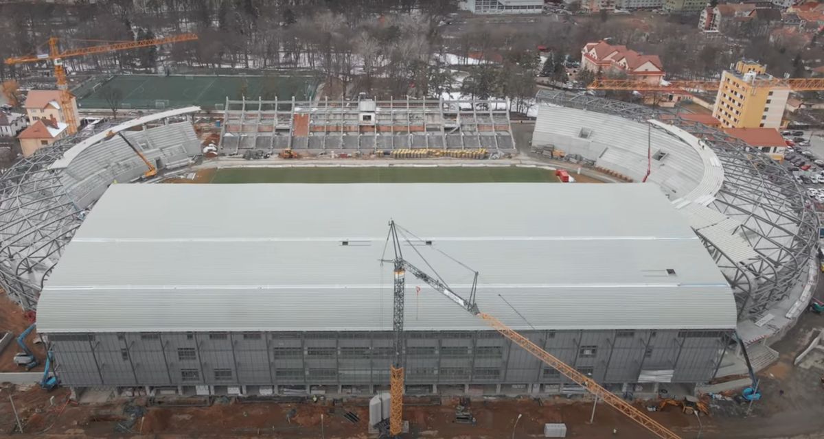Drona a survolat noua arenă de 24 de milioane de euro din România » Când ar putea fi gata pentru fotbal