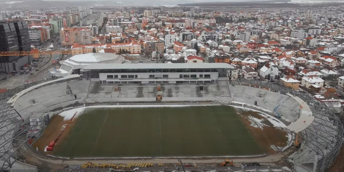 Drona a survolat noua arenă de 24 de milioane de euro din România » Când ar putea fi gata pentru fotbal