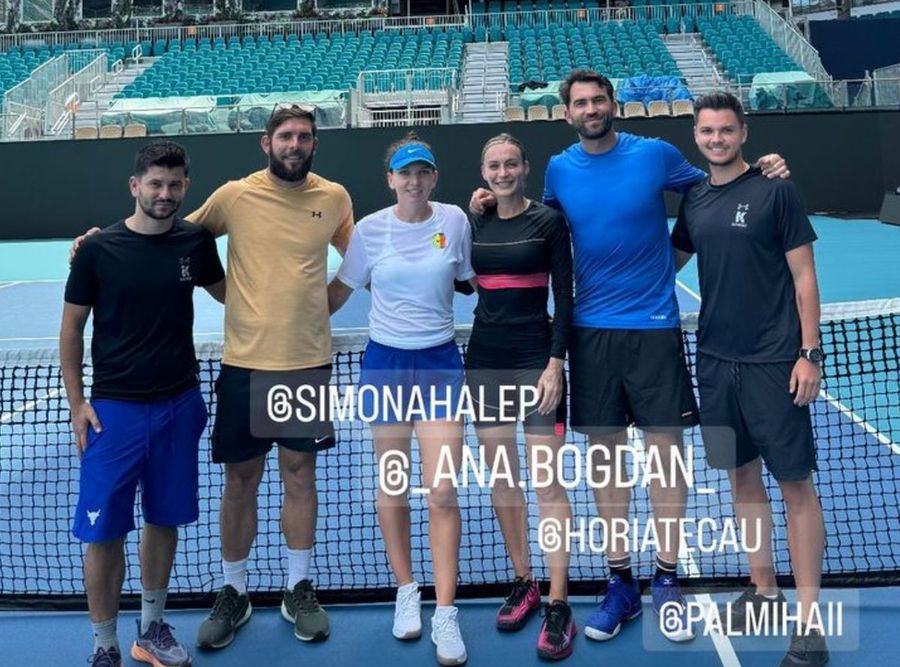 Apariție-surpriză la Miami » Simona Halep, pe teren alături de o altă jucătoare din România