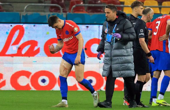 A ieșit plin de sânge de pe teren cu Metaloglobus. Rădoi: „Are fractură”