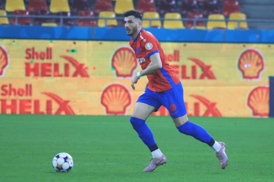 Mihai Popescu a revenit pe teren la FCSB/ FOTO Ionuț Iordache (GSP) A ieșit plin de sânge de pe teren cu Metaloglobus. Rădoi: „Are fractură”