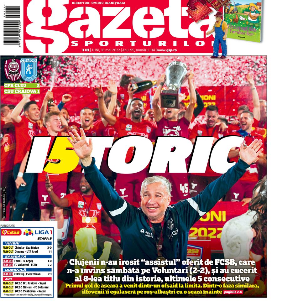 Pagina întâi a Gazetei de azi De bine, de rău » Felicitări, Dan Petrescu! Felicitări, Gigi Becali!