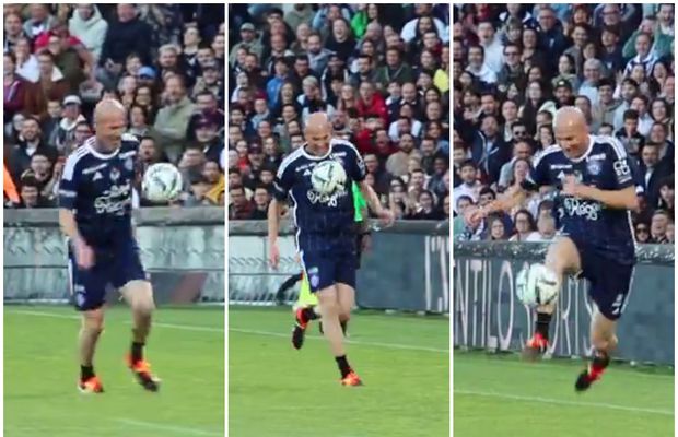 Zidane încântă și la 51 de ani » A „dansat” pe teren fără ca mingea să atingă pământul, în uralele unui stadion întreg