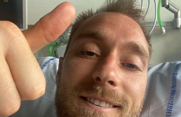 Christian Eriksen, mesaj de pe patul de spital » „Ce frumos să-l văd râzând!” + UEFA se apără