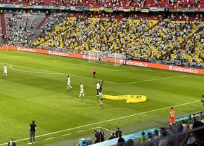 Protestatar cu parașuta la EURO 2020, înainte de Franța - Germania! A avut probleme la aterizare, s-a lovit de un cablu Spidercam