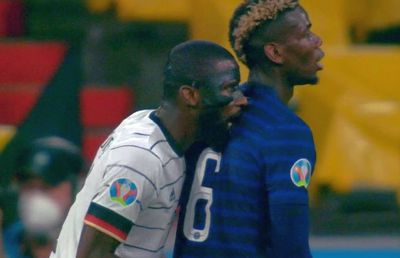 Franța - Germania. Rudiger l-a imitat pe Luis Suarez! L-a mușcat de spate pe Pogba